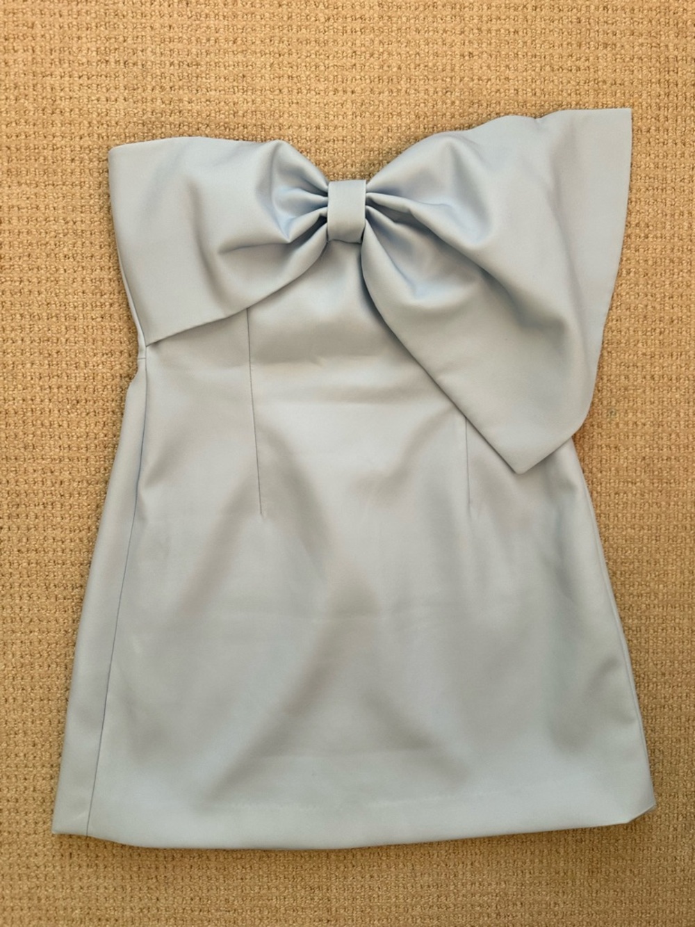 Sau Lee Strapless Mini Dress with Sculpted Bow in Light Blue - Picture 5 of 7